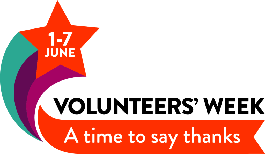 Volunteers Week logo with tagline saying A Time to Say Thanks