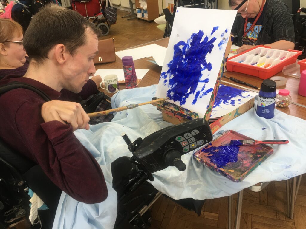 A person painting
